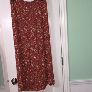 orange floral maxi skirt